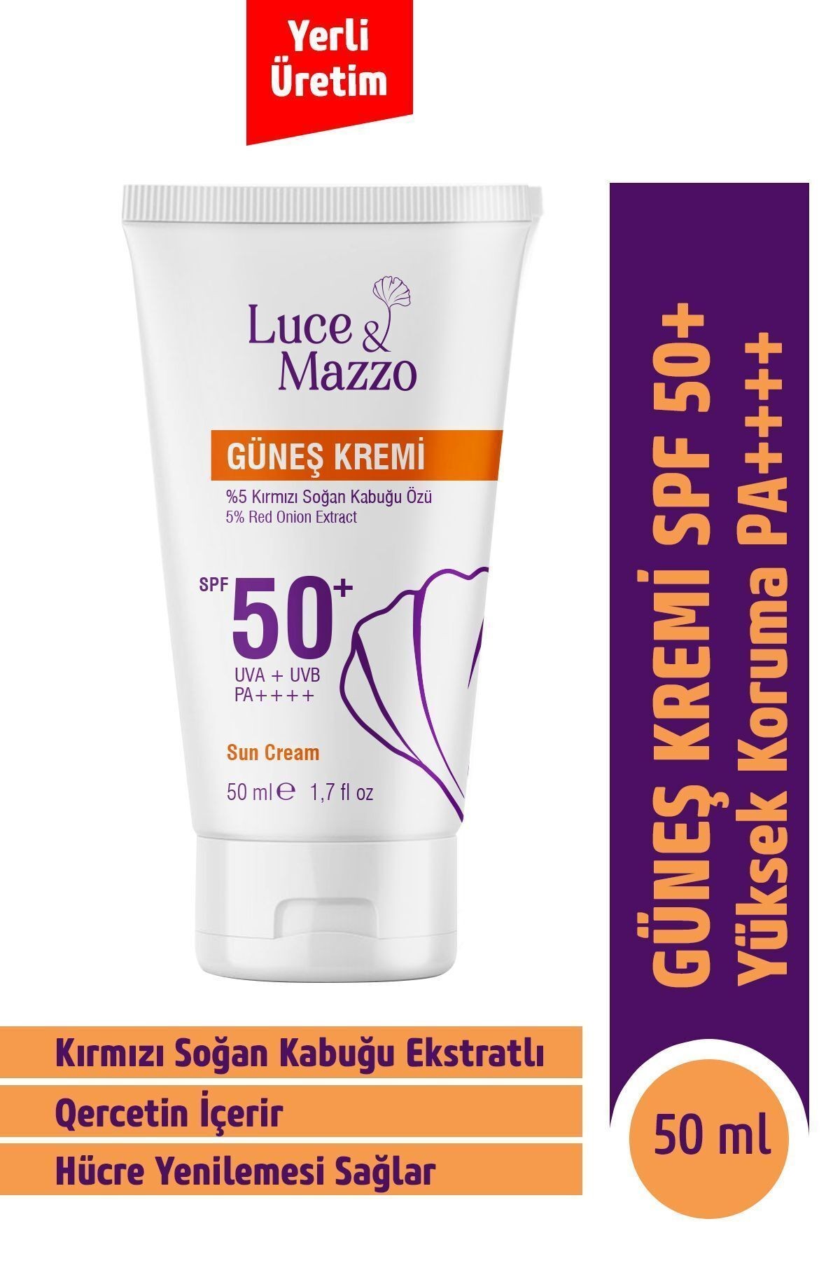 Yüksek Koruma SPF 50+ Yüz Vücut Güneş Kremi 50 ml- Mineral Bazlı Yağsız Besleyici Koruma