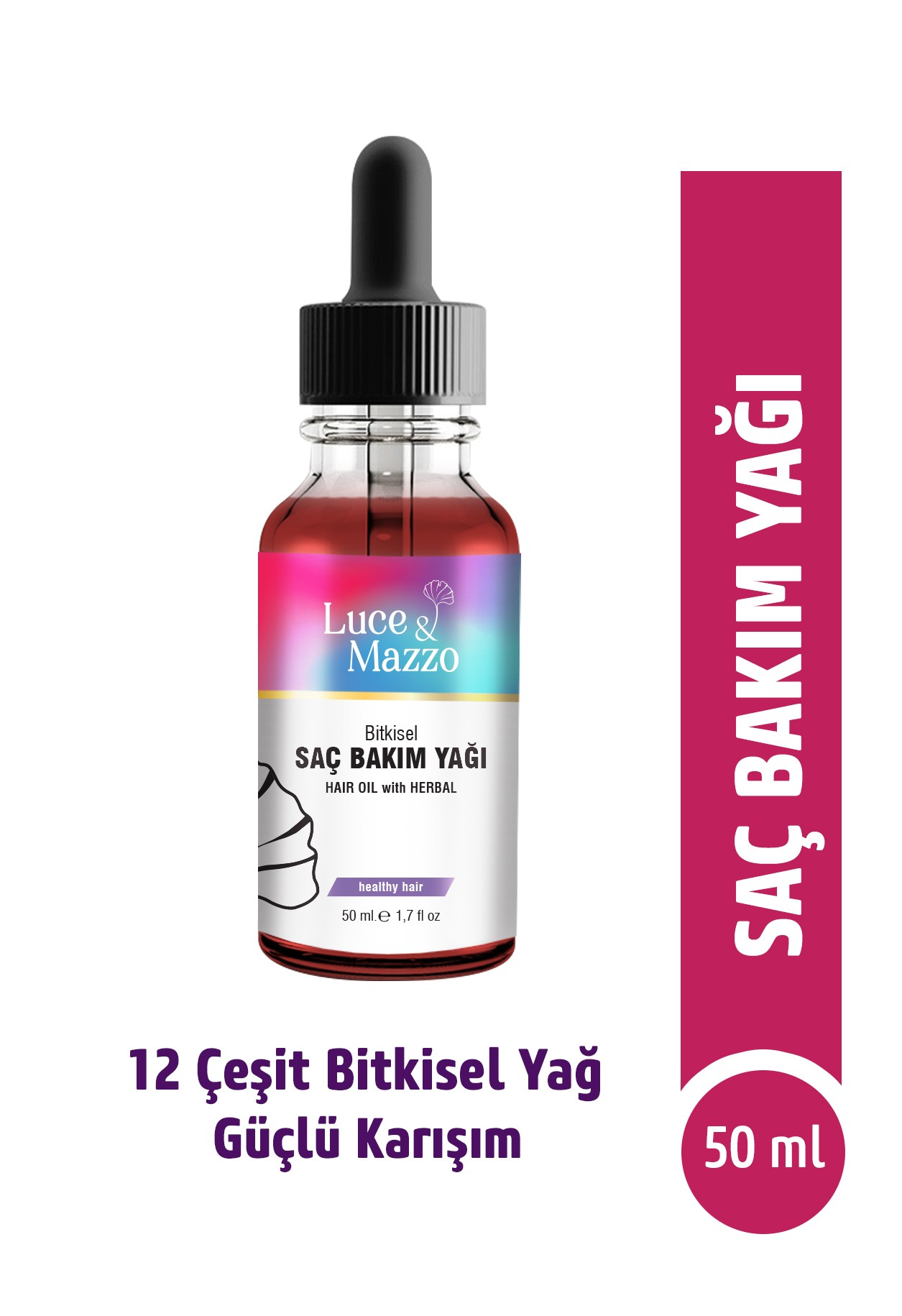 Saç Bakım Yağı 50 ml - 12 Doğal Yağ Ile Güçlü Saçlar Saç Bakım Serumu