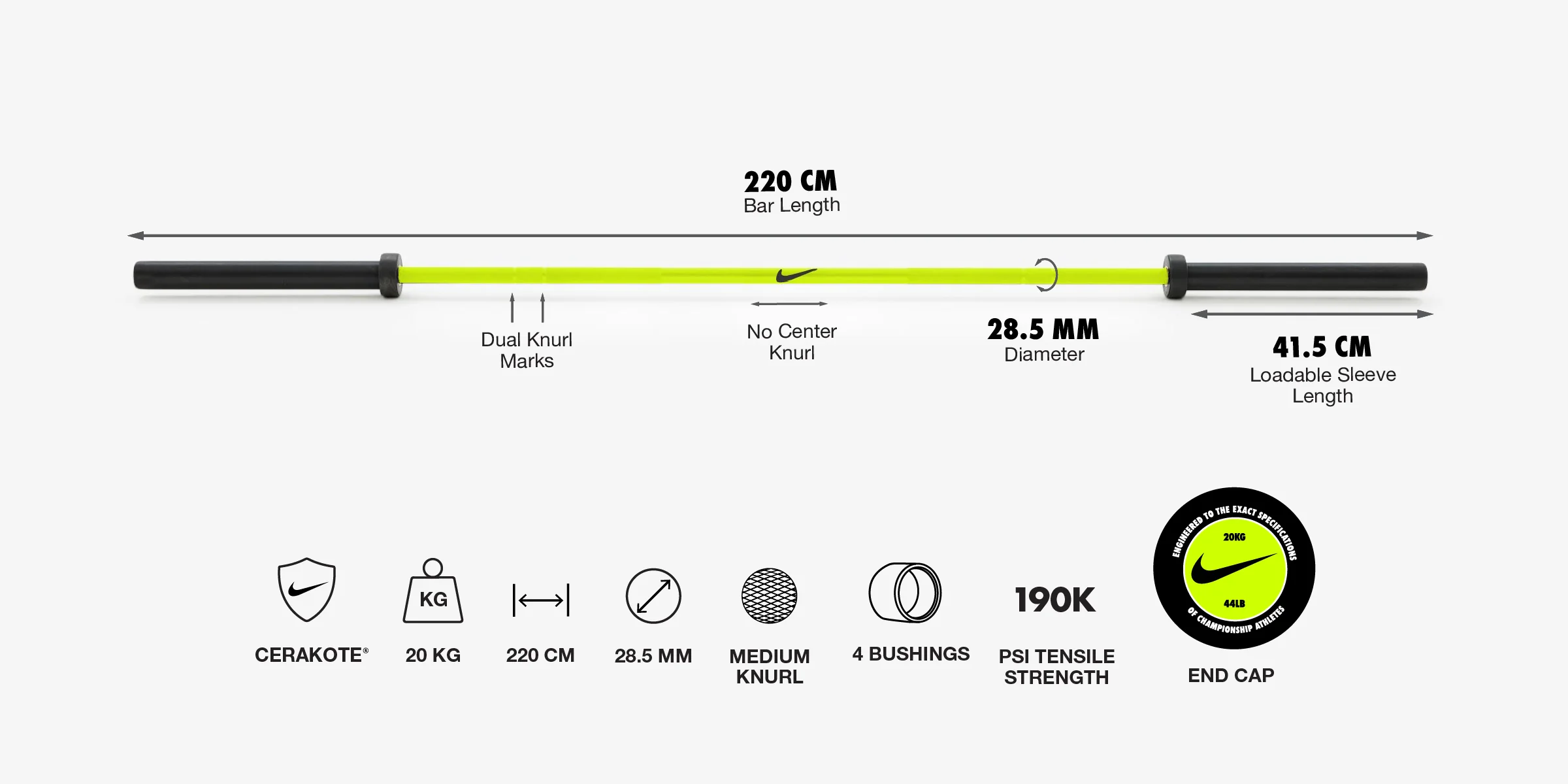 Nike Strength Shield Red Coated Premium Barbell 20kg (Kırmızı)