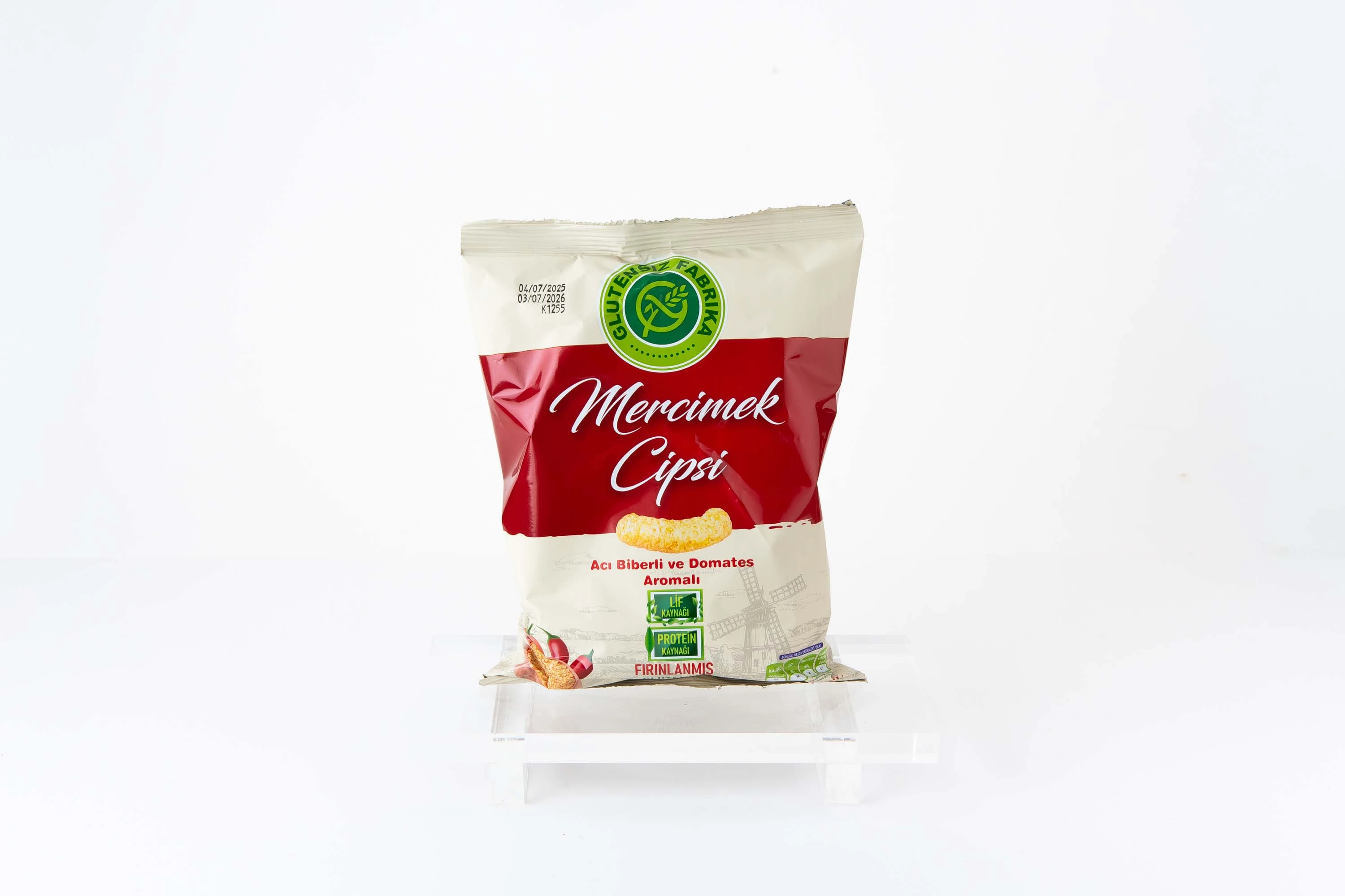 GLUTENSİZ FABRİKA MERCİMEK CİPSİ ACI BİBERLİ VE DOMATES AROMALI 60 gr