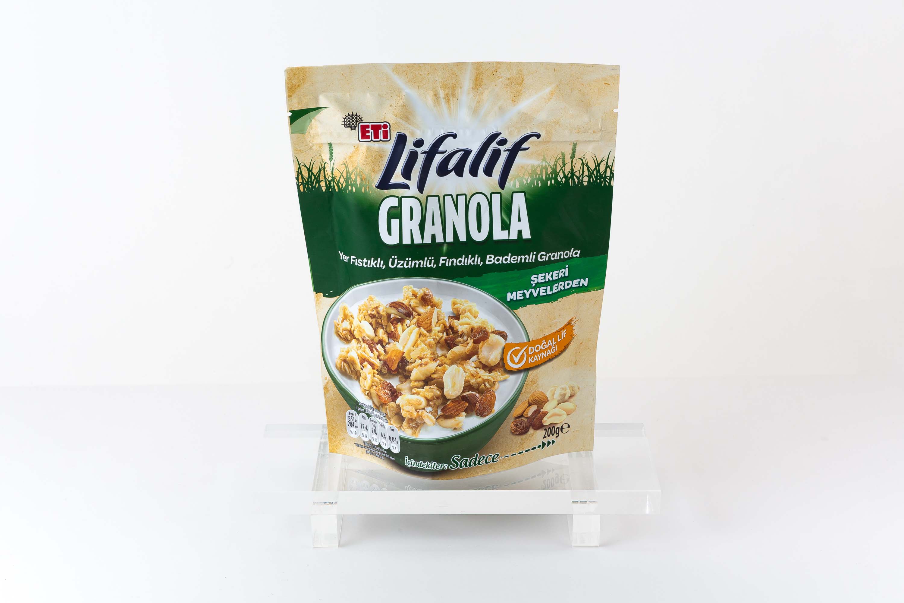 ETİ LİFALİF YER FISTIKLI ÜZÜMLÜ FINDIKLI VE BADEMLİ GRANOLA 200 gr