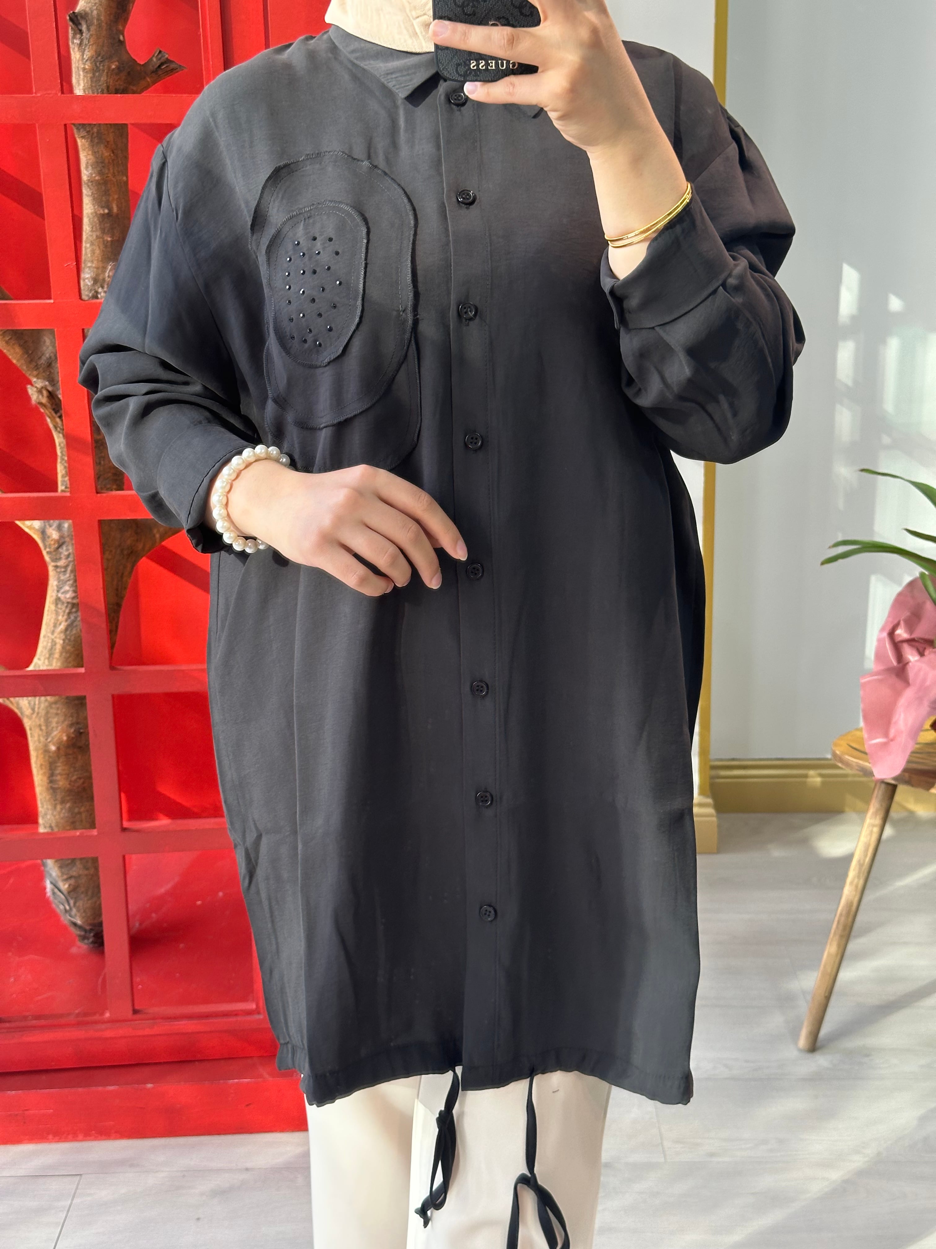 Micca 252569 Bir Yanı Taş İşlemeli Tunik 