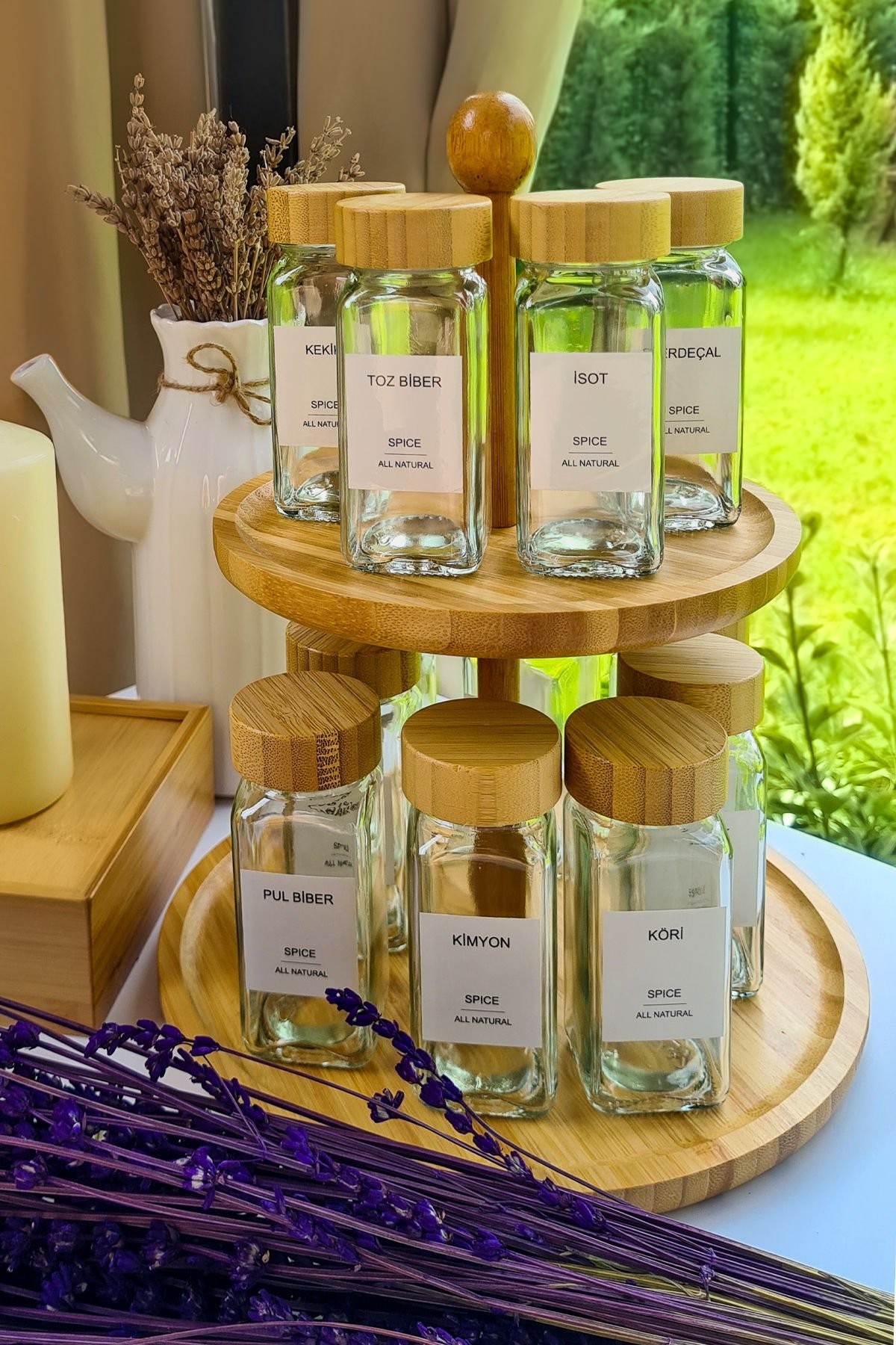 Bambu Standlı Baharatlık Seti 12Lİ