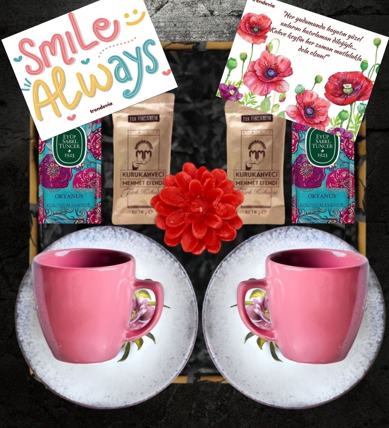 Basıc Kahve Sever Pembe Türk Kahvesi Hediye Seti 