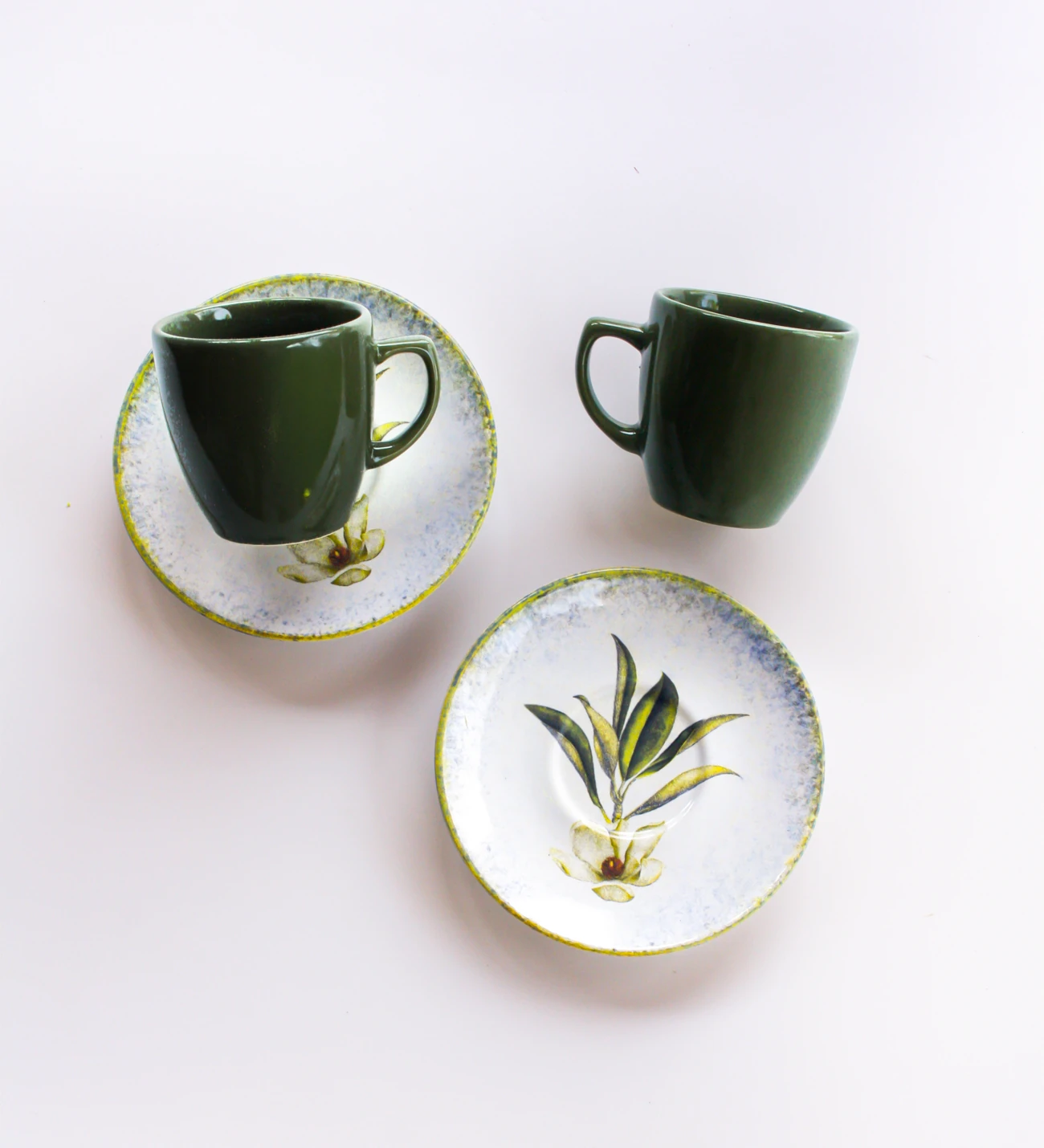 2 Kişilik Türk Kahvesi Fincan Seti Koyu Yeşil