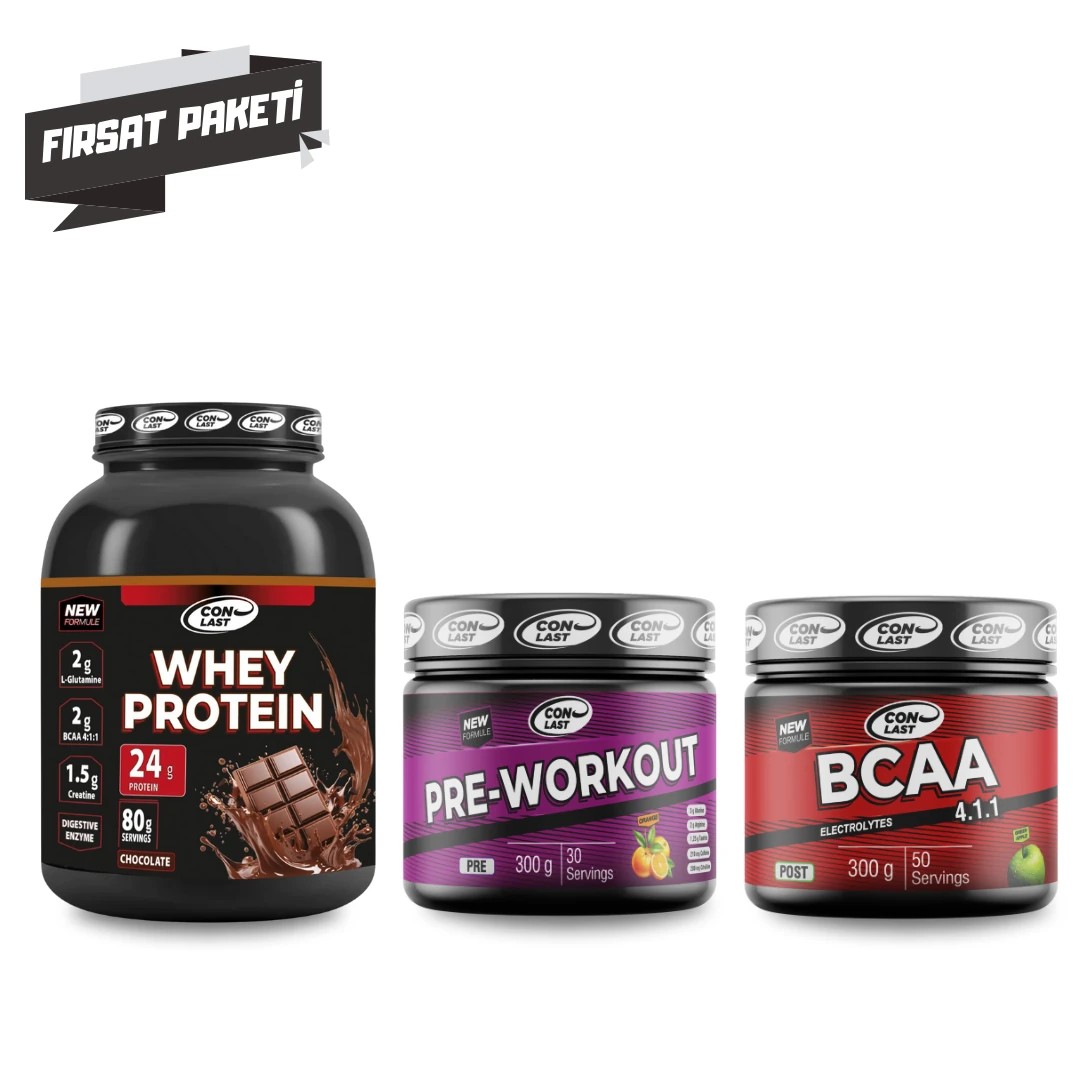 Whey Protein & Pre-Workout & BCAA Üçlü Fırsat Paketi