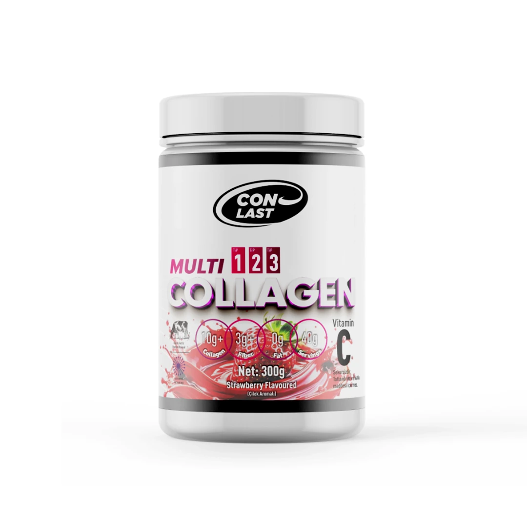 Collagen - Kolajen | Çilek- Vitamin İlaveli - Tip 1,2,3 - 300g 40 Servis