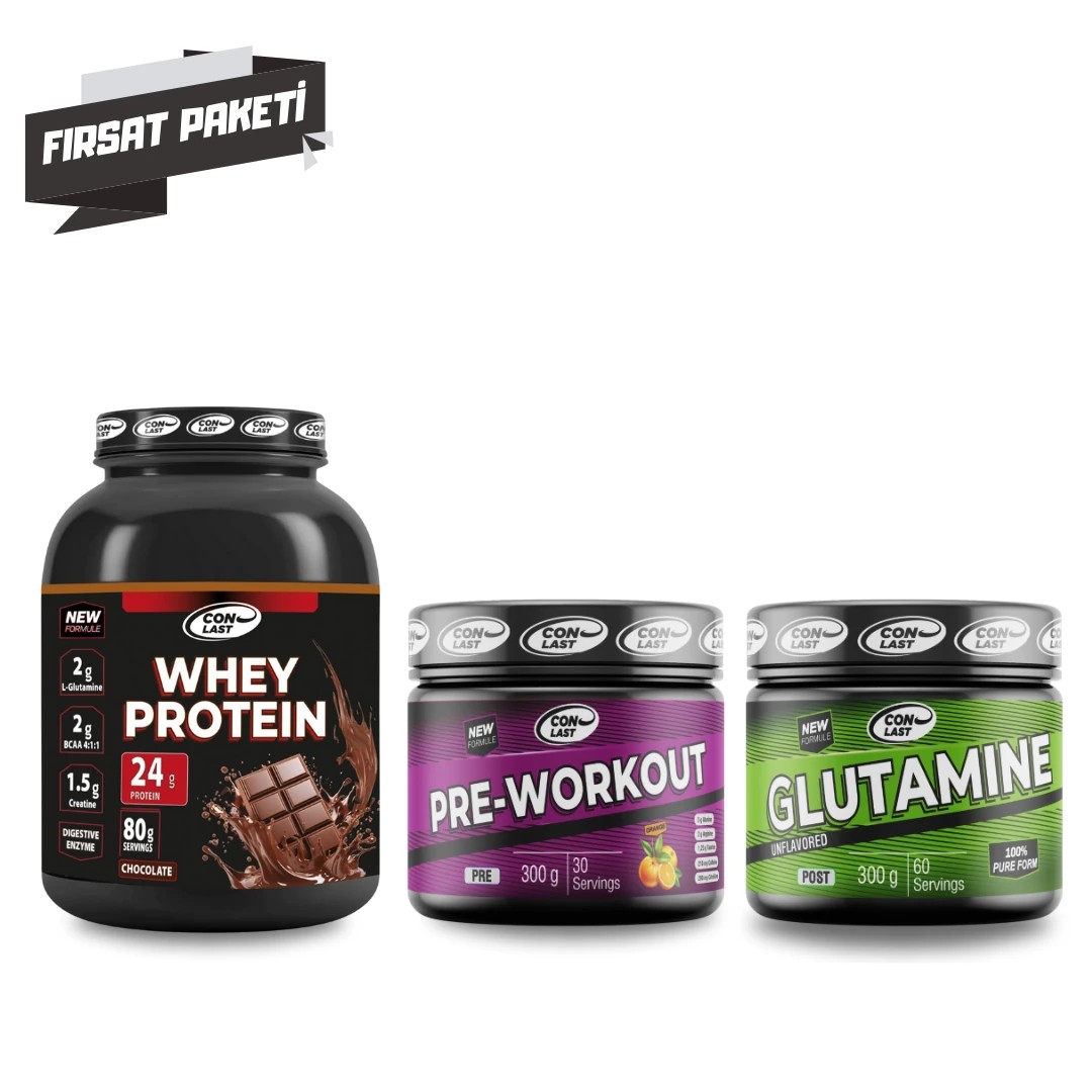 Whey Protein & Pre-Workout & Glutamine Üçlü Fırsat Paketi