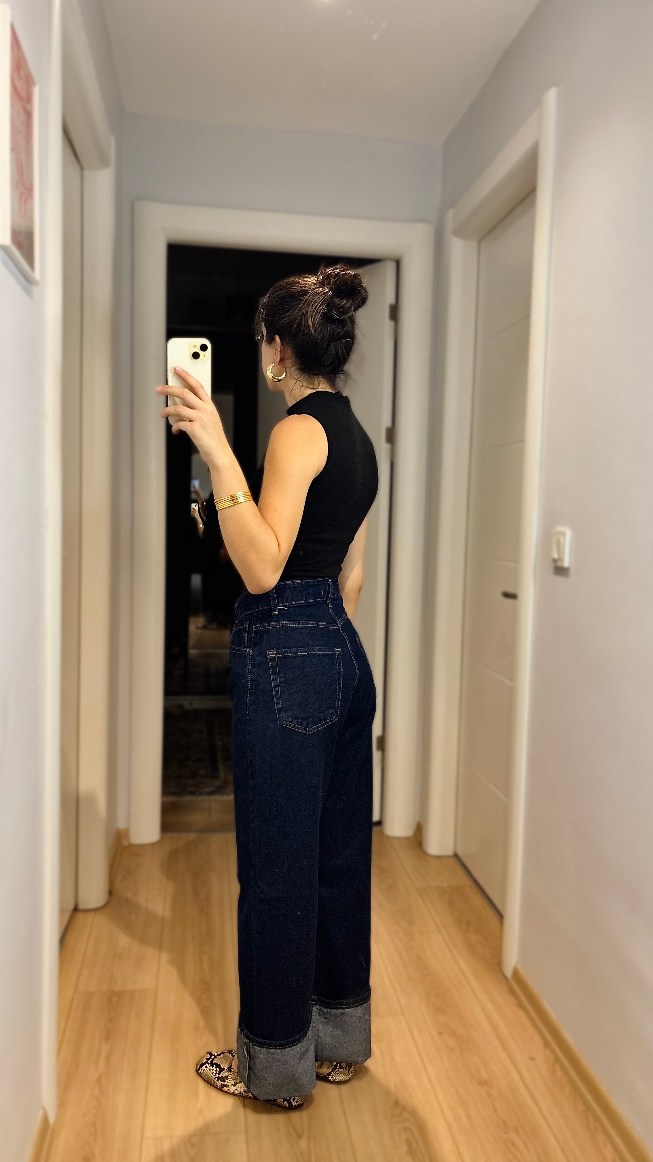 Wide Leg Koyu Mavi Denim Pantolon