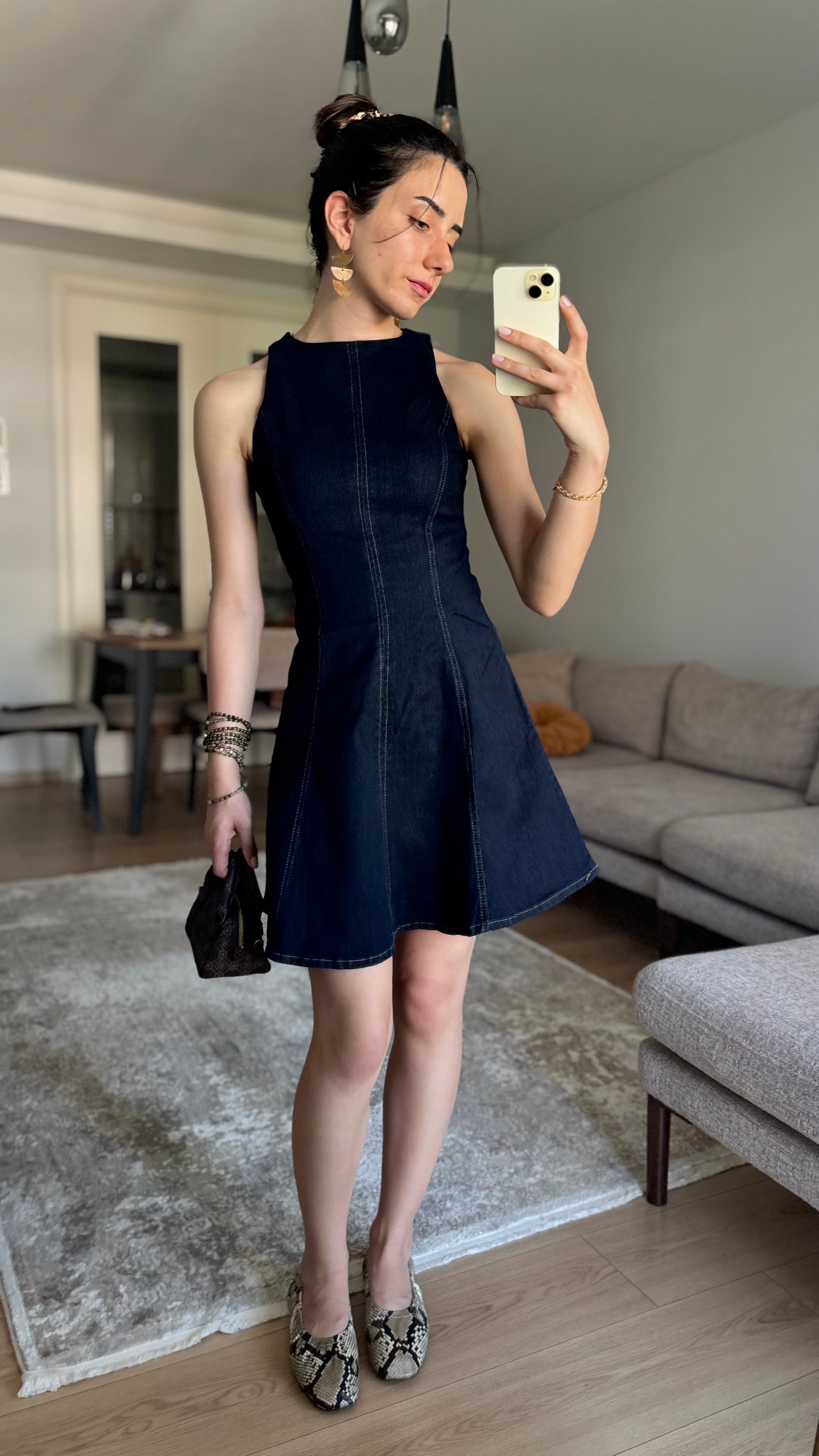 Kısa Denim Elbise