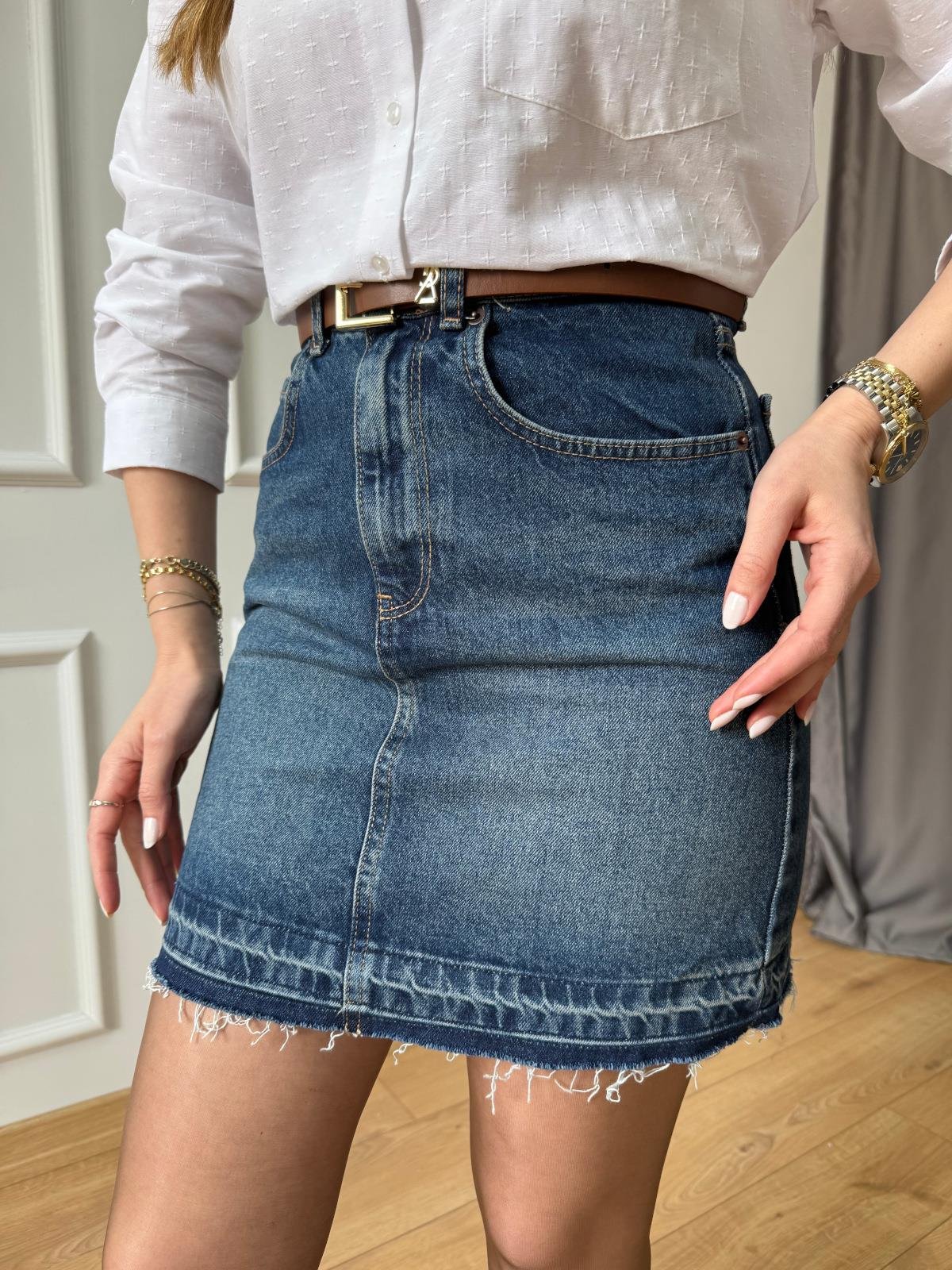 Etek Ucu Kesik Mini Kot Etek