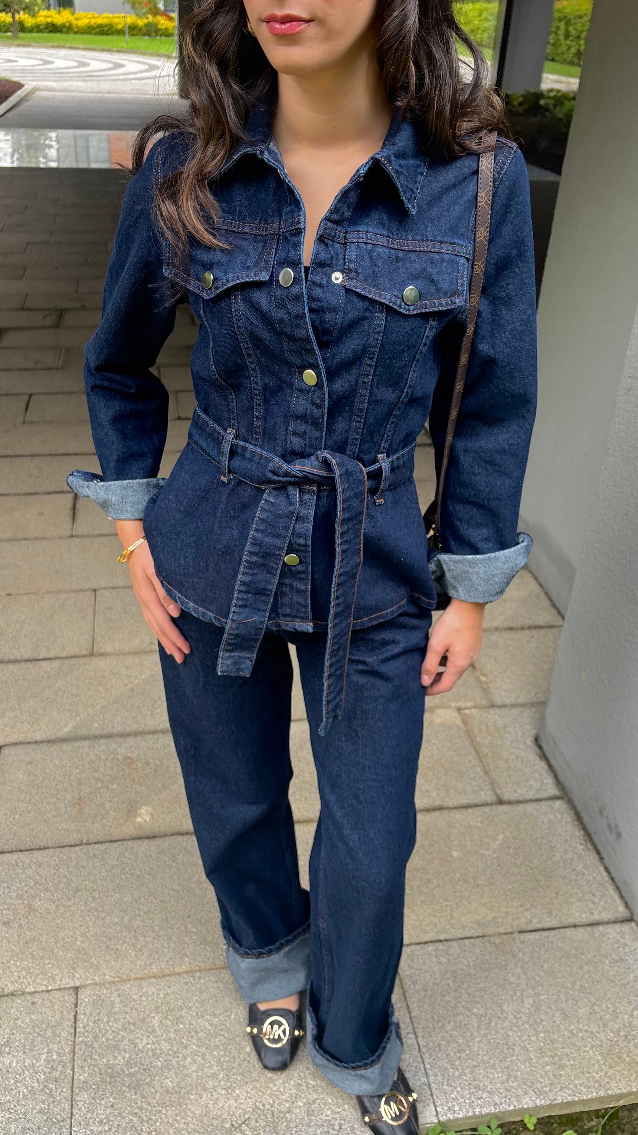 Wide Leg Koyu Mavi Denim Pantolon