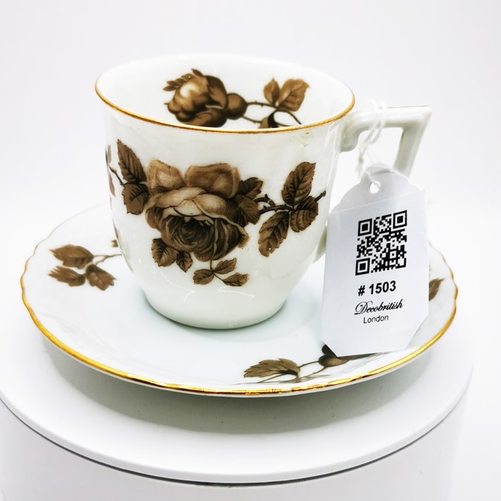 Czechoslovakian Brown Rose Coffee Cup – Vintage Elegance and Coffee Moments