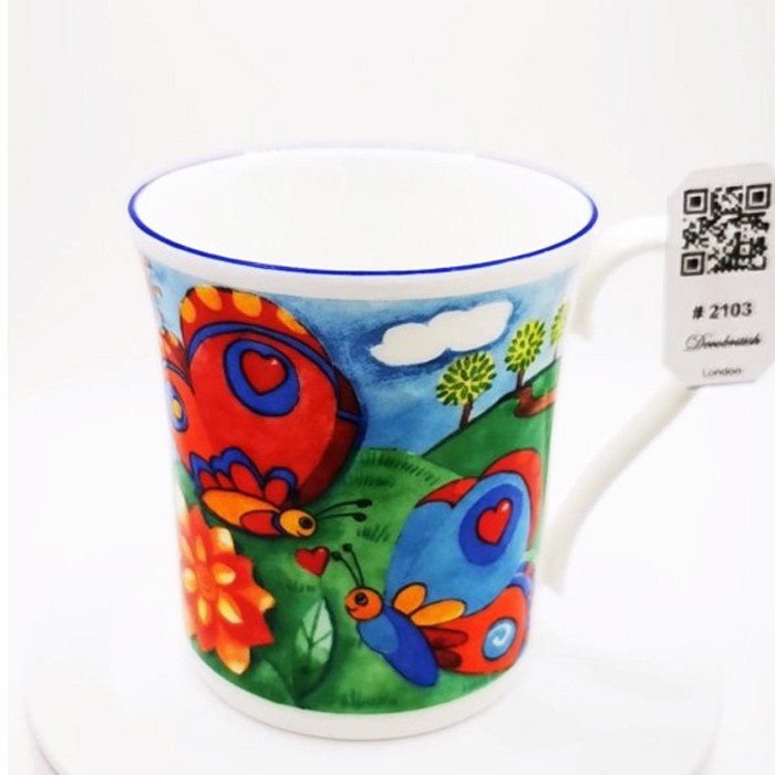 Crown Regal ბutterfly დიზაინის porcelaninis ჭიქა