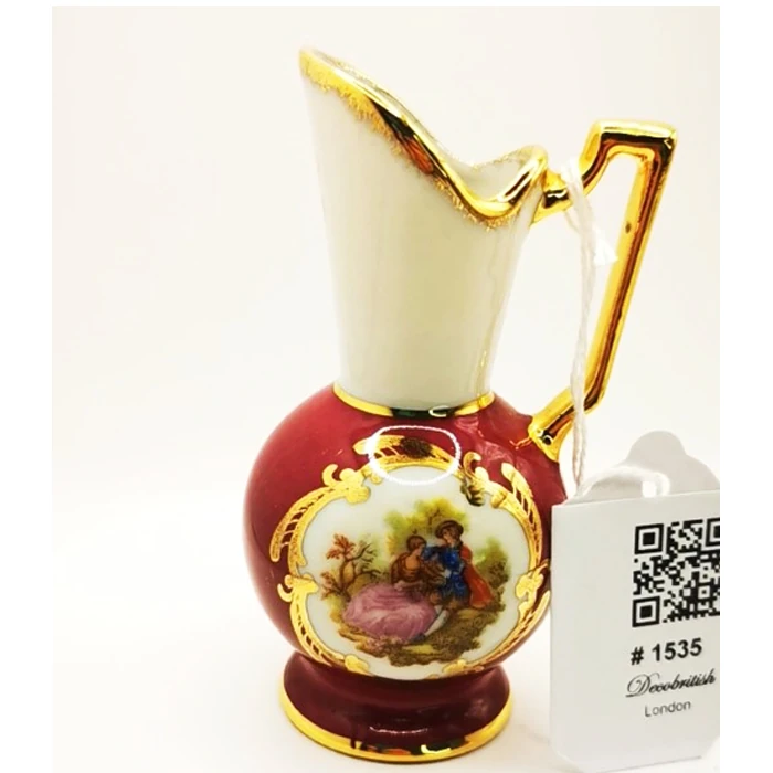 Limoges El Boyaması Minyatür Sürahi - Fransız Zarafeti ve Romantik Esintilerle Bezeli, Koleksiyonluk Nadide Parça