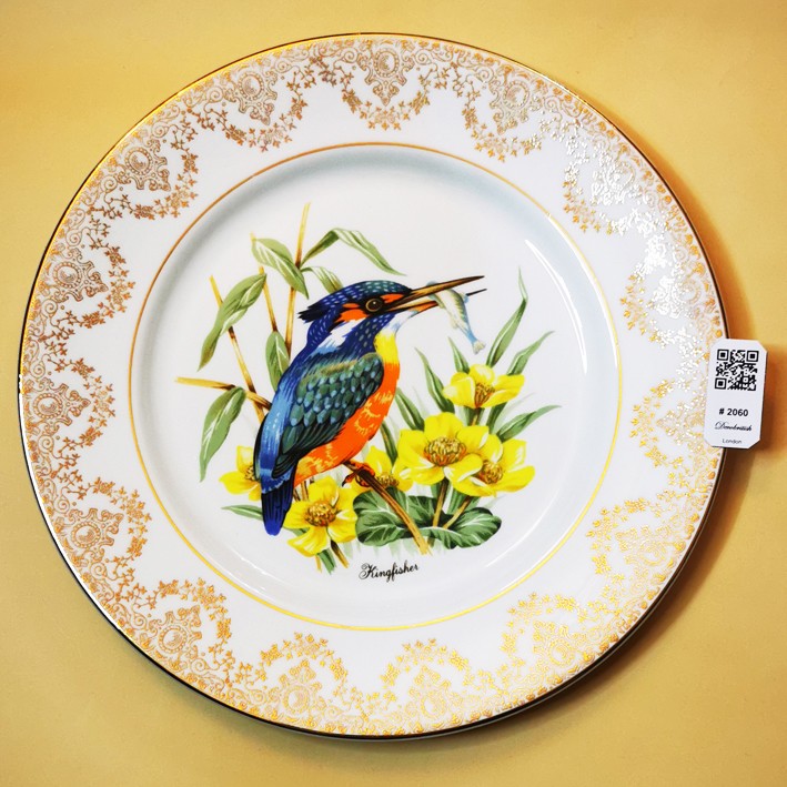 Vintage English Porcelain Swallow Bird Wall Plate - Flower Patterned Collectible Antique