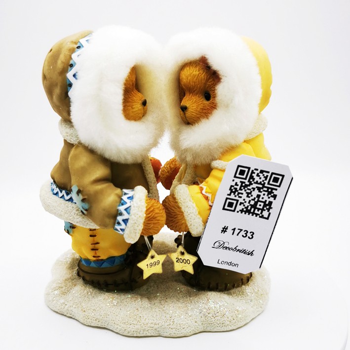 Cherished Teddies Collectible Twin Polar Bear - A Special 1999 to 2000 Transition Commemorative Piece