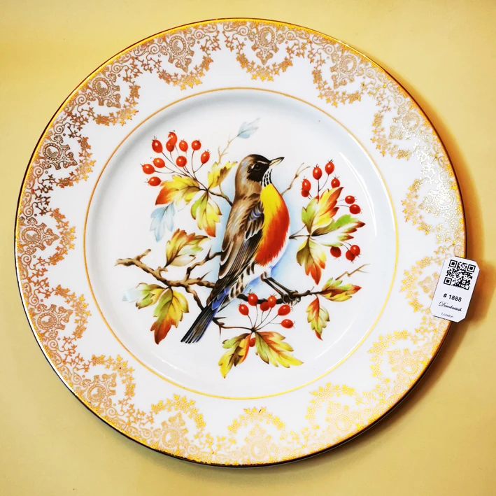 İngiliz Yapımı Kuş Desenli Vintage Duvar Tabağı