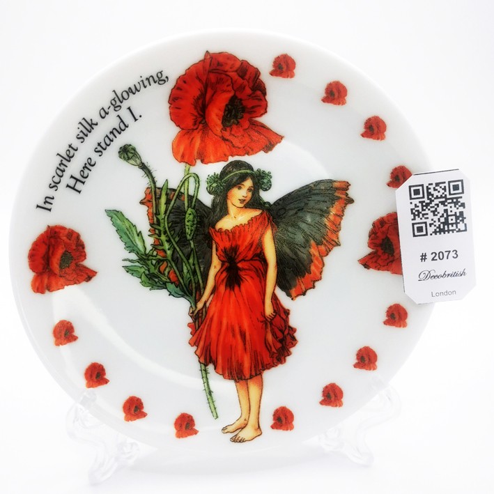 Vintage Flower Fairies The Poppy Fairy Porcelain Plate - Red Poppy Patterned Collectible Antique