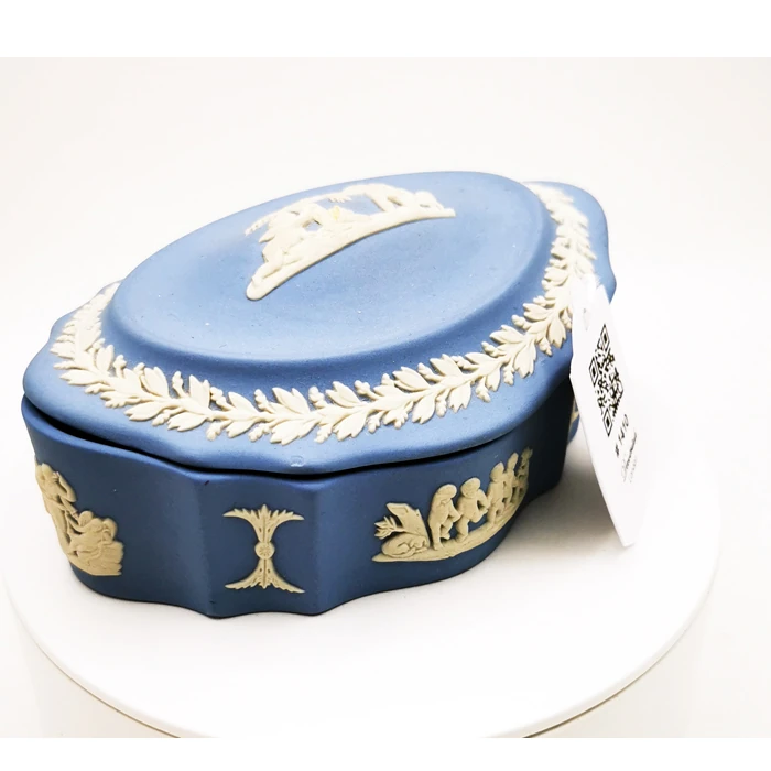 Wedgwood Mavi Oval Bonboniyer - Jasperware Koleksiyonluk Kutusu