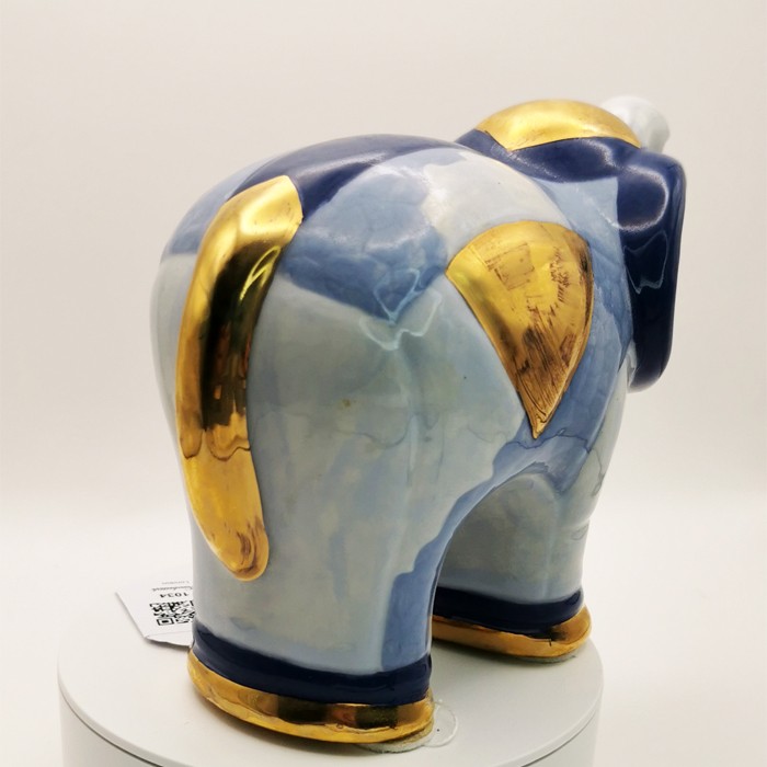 Decorative Blue Elephant Figurine - Symbol of Luck and Prosperity - 13 cm Height, 18 cm Width