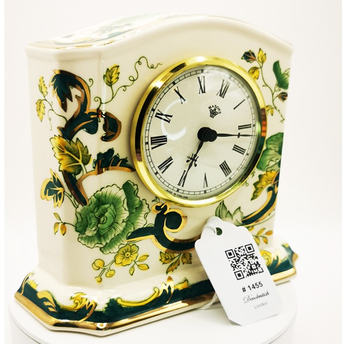 Mason's Chartreine Green Patterned Clock – Capturing Time in Green Tones with English Elegance