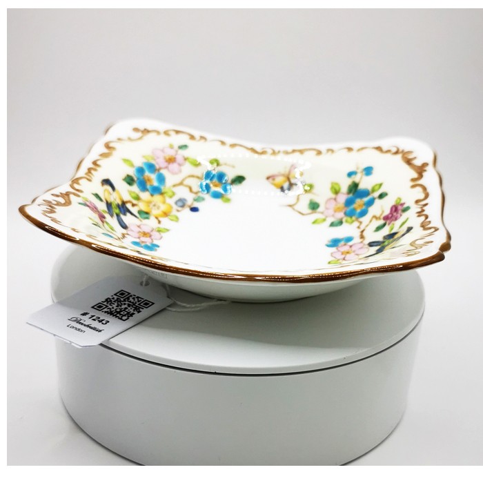 Crown Staffordshire Serving Dish – Blue and Pink Floral Design