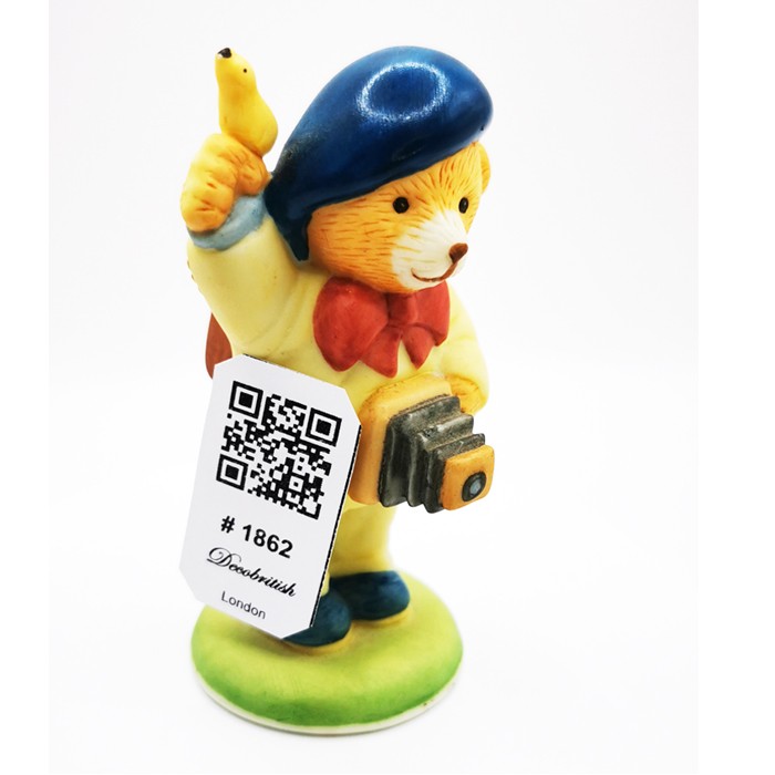 Franklin Mint Mr. Cheese Collectible Porcelain Bear Figurine - Vintage Photographer Teddy Bear