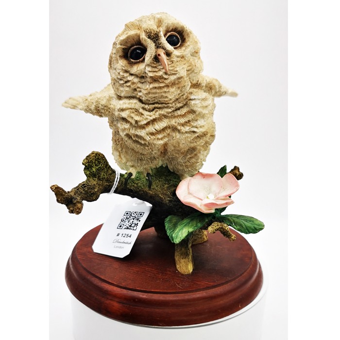 Russell Wills Single Tawny Owlet Figurine – Handmade Art Piece