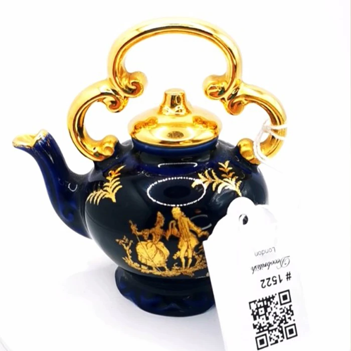 Limoges Minyatür Kobalt Çaydanlık - Fransız Zarafeti ve Koleksiyon Sanatı, Özel El İşçiliğiyle