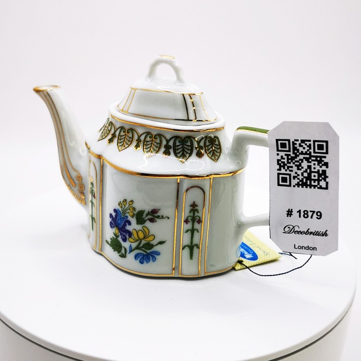 Hand-Painted Vintage Miniature Porcelain Teapot - Nostalgic Floral Pattern Collectible