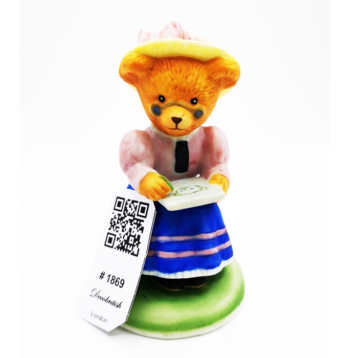 Franklin Mint Phoebe Willington Collectible Porcelain Bear Figurine - Vintage Hand-Painted Teddy Bear
