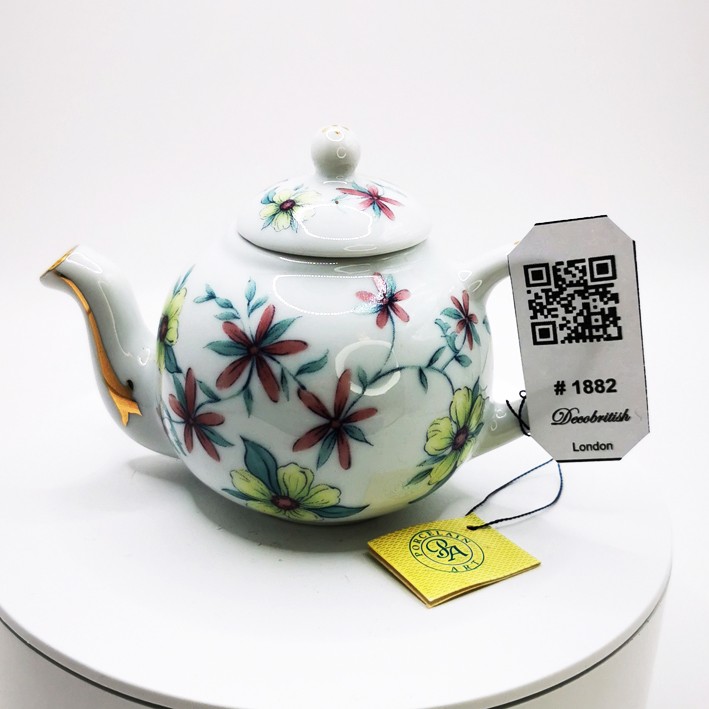 Hand-Painted Vintage Miniature Porcelain Teapot - Colorful Floral Pattern Nostalgic Collectible