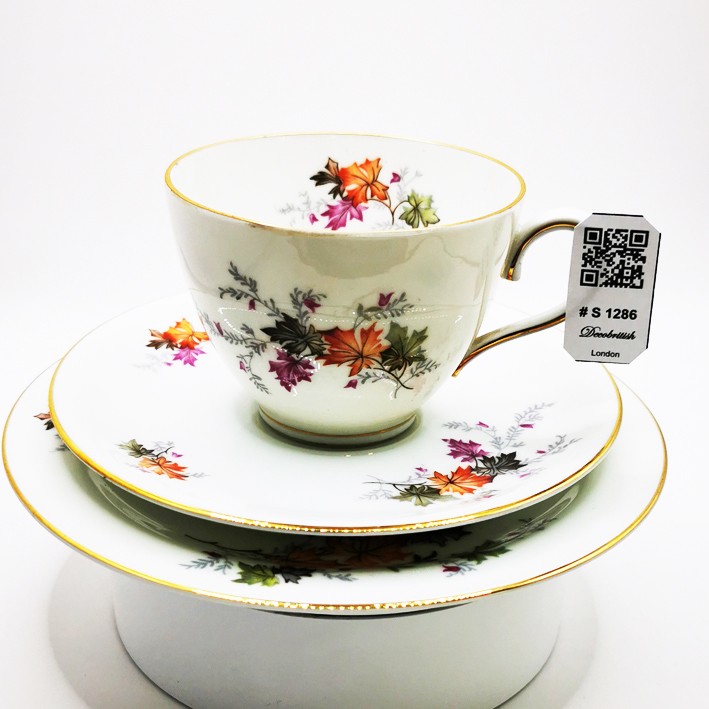 Selb Bavaria Trio Yaprakli Vintage Çay Fincanı -  Nadir Bavaria Koleksiyon
