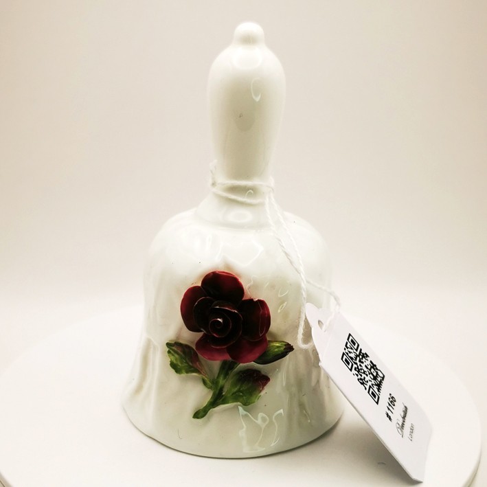 Coalport Rose-Patterned Porcelain Bell – Elegant Design with Raised Red Rose Pattern