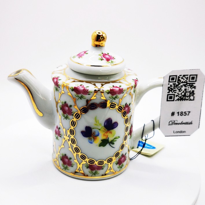 Handcrafted Nostalgic Miniature Porcelain Teapot - Vintage Floral Pattern Collectible