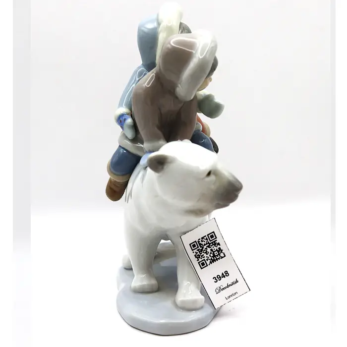 Lladro Eskimo Riders Figurine – No. 5353: Two Inuit Children on a