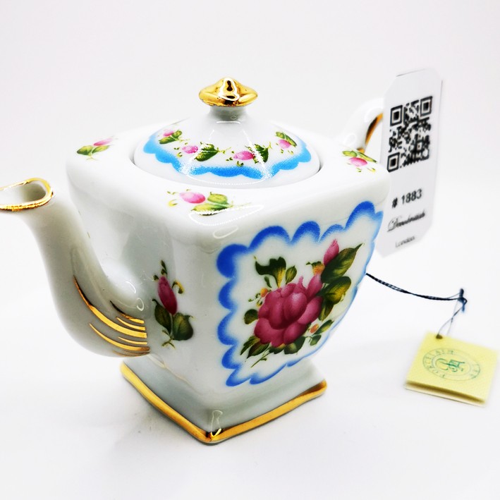 Hand-Painted Vintage Miniature Porcelain Teapot - Rose Pattern Nostalgic Collectible Object