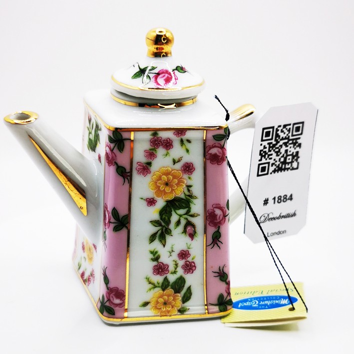 Hand-Painted Vintage Miniature Porcelain Teapot - Rose Pattern Nostalgic Collectible Object
