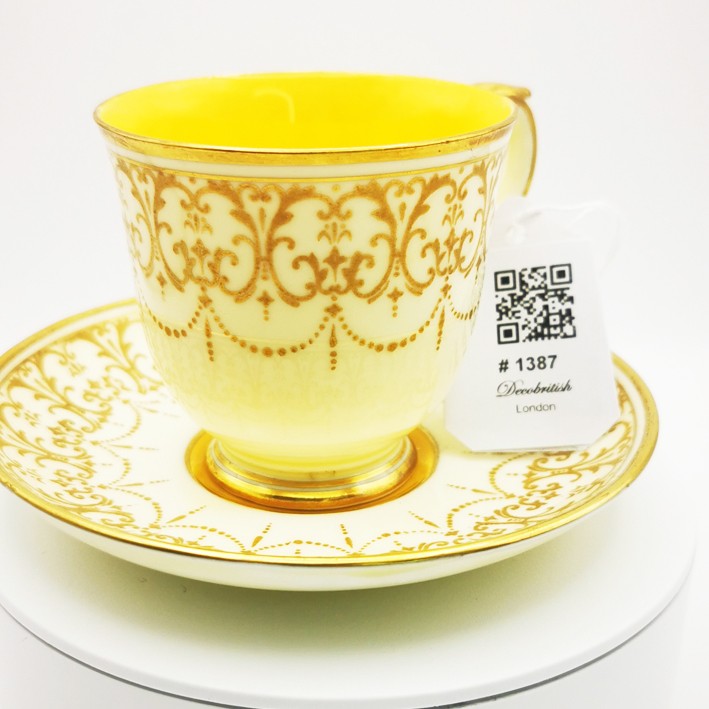 Crown Staffordshire Porcelain Cup – Yellow Interior, Elegant and Classic Design