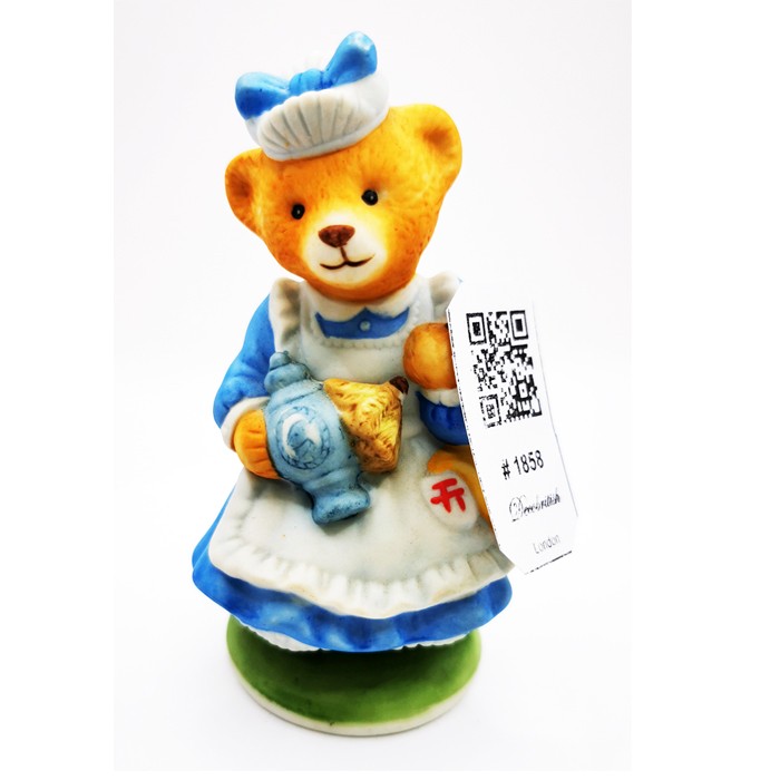 Franklin Mint Francine Collectible Porcelain Bear Figurine - Hand-Painted Vintage Teddy Series