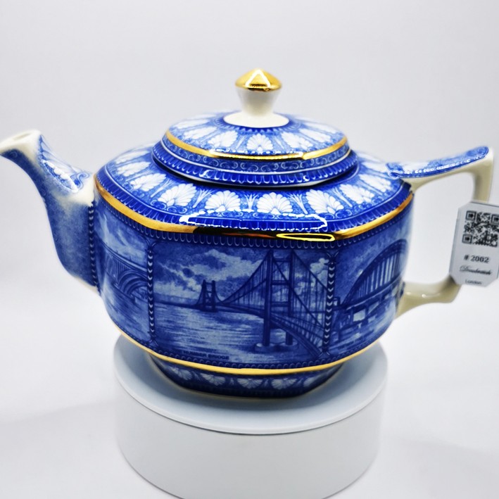 Vintage Ringtons Blue Bridge Patterned Porcelain Teapot - English Collectible Antique Teapot