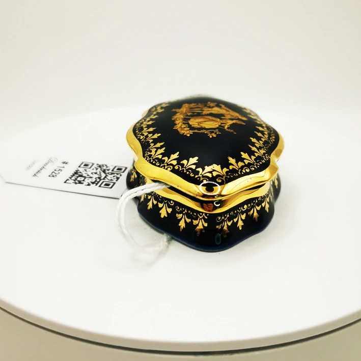 Limoges Kobalt Mavi Kapaklı Mücevher Kutusu - Fransız Zarafetiyle Koleksiyonluk Minyatür İncisi