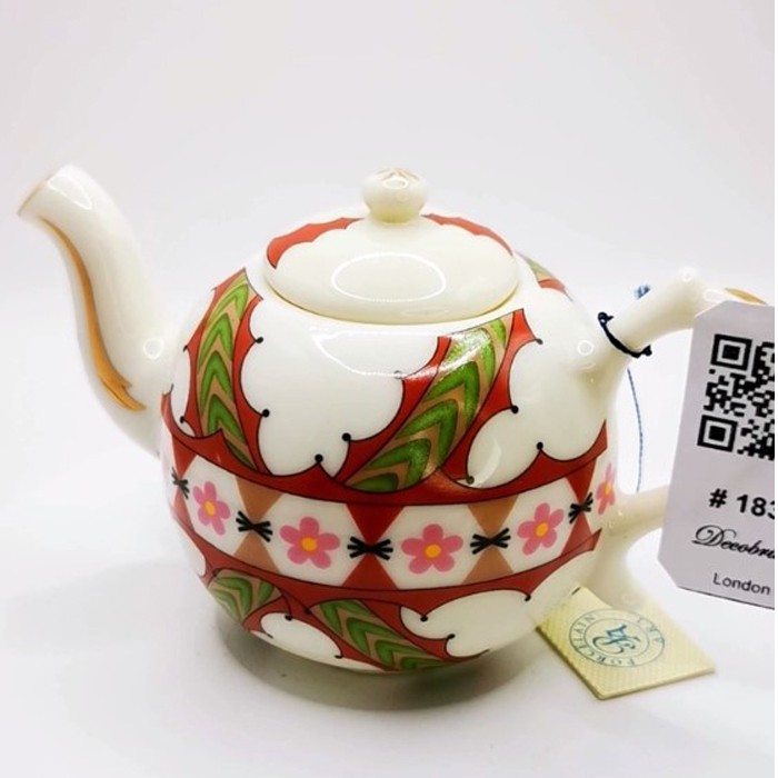 Porcelain Art Vintage Miniature Patterned Porcelain Teapot - Handcrafted Collectible