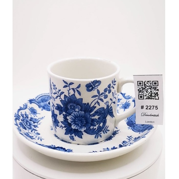 Ridgway Staffordshire England – Windsor Modeli Çiçekli Kuşlu Kahve Fincanı