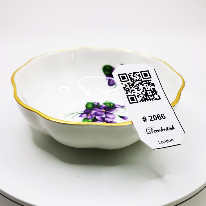 Vintage Royal Crown Derby Purple Flower Patterned Jam Pot Serving Dish - English Porcelain Antique