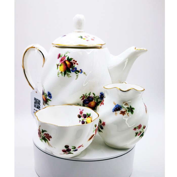 Coalport Tea Set with Teapot, Creamer, and Jam Jar – Elegant Porcelain Tea Time Set