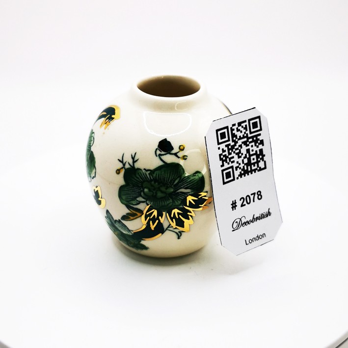 Vintage Mason's Miniature Green Flower Patterned Vase - English Porcelain Collectible Antique