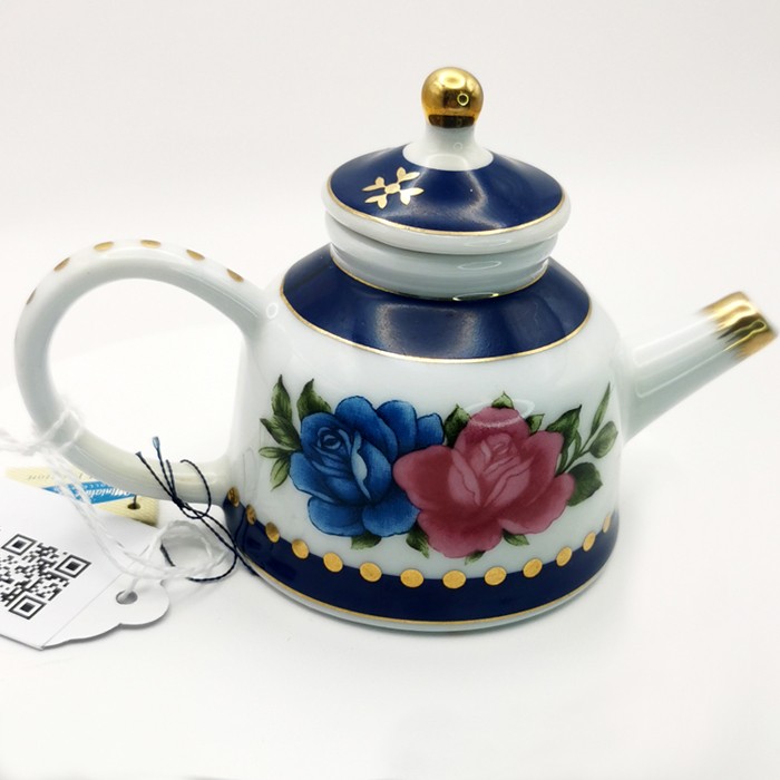 Porcelain Art Miniature Teapot - Handmade Collectible Porcelain Piece (7 cm)