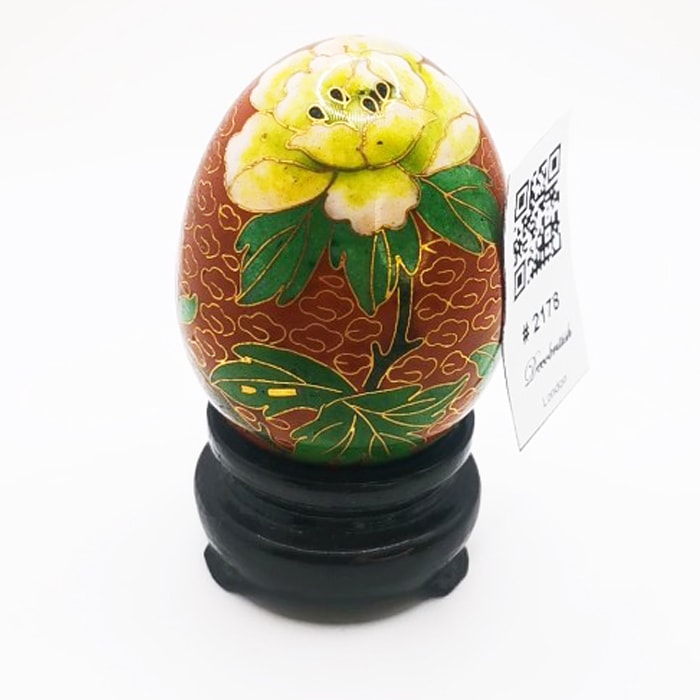 Cloisonné Kahverengi Standlı Yumurta Dekoratif Obje